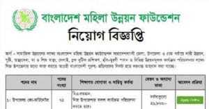 Bangladesh Mohila Unnayan Foundation Job