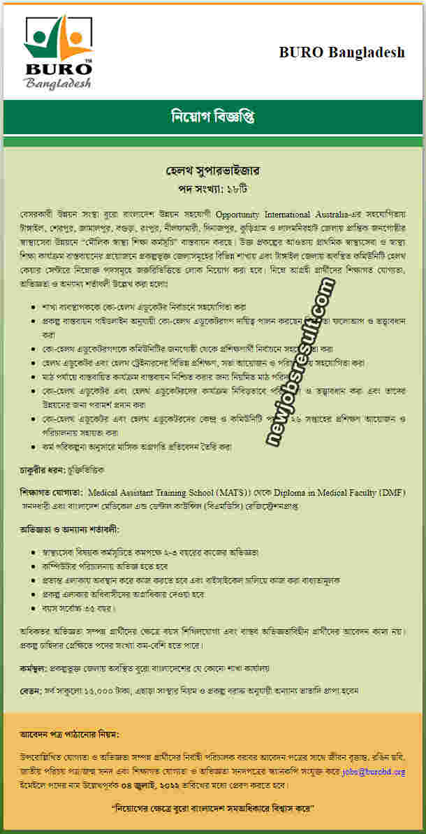 Buro Bangladesh job circular