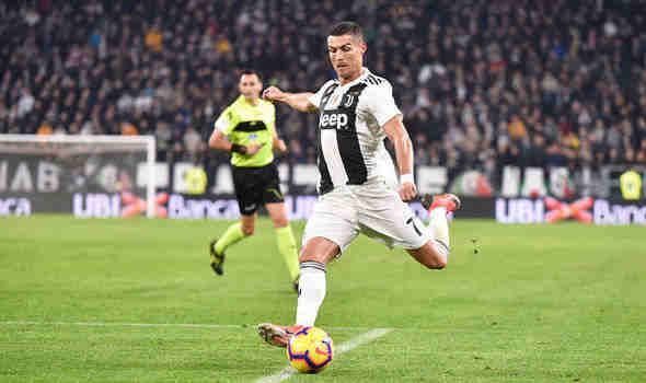 Cristiano Ronaldo celebrating a goal he scored during a football match