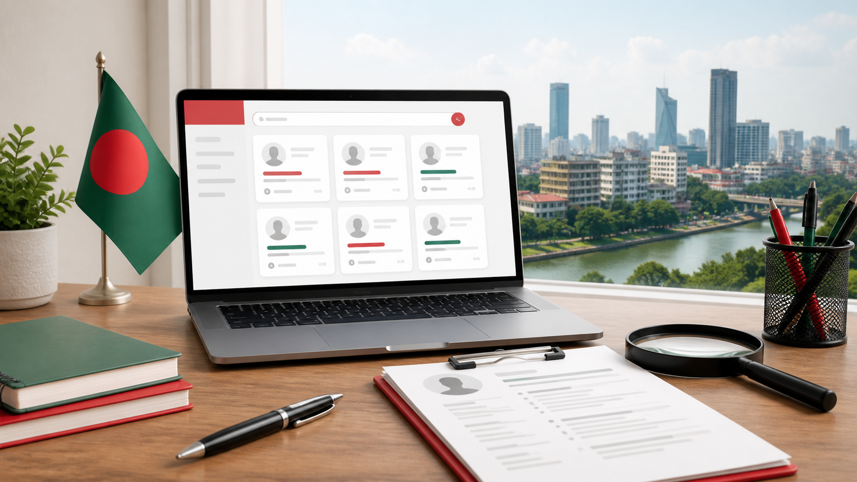Bangladesh online job search and resume illustration