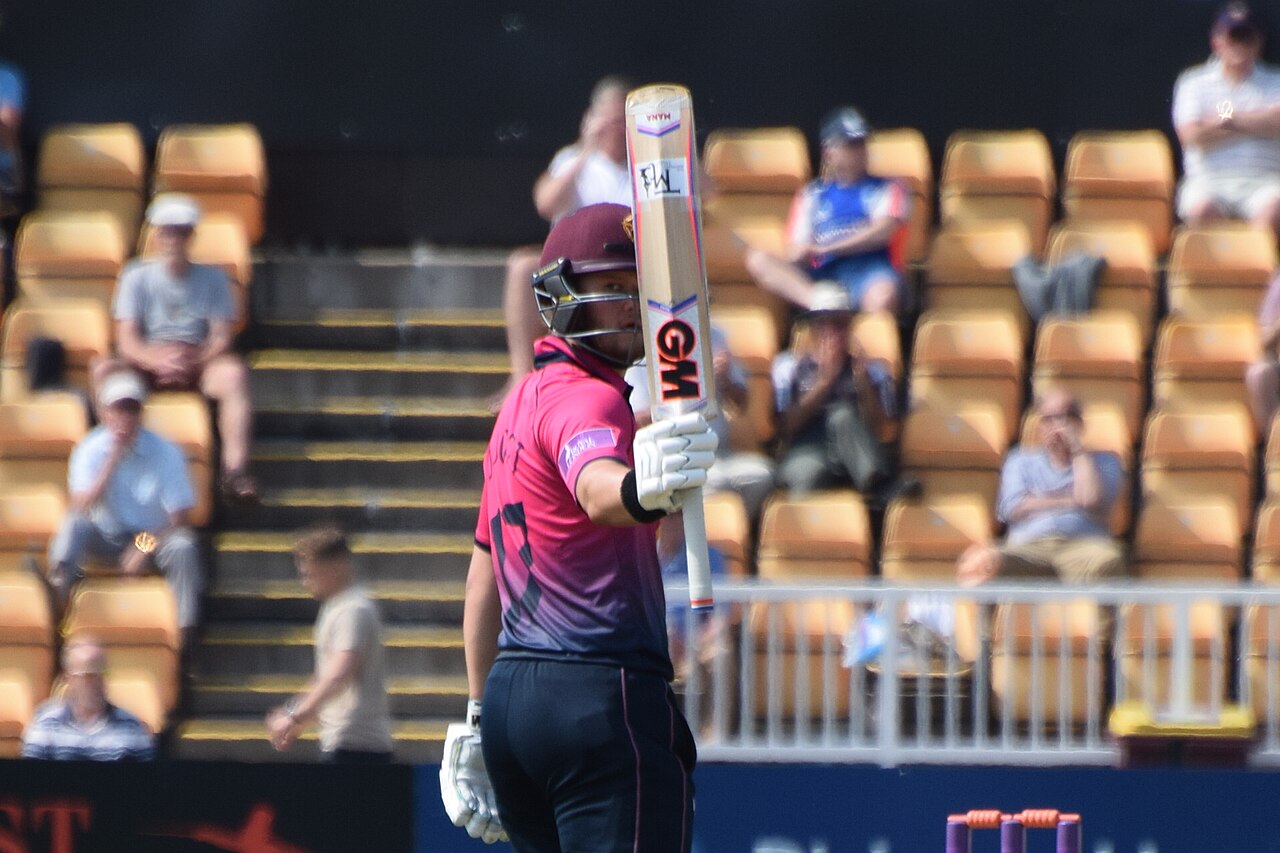 Ben Duckett celebrates a half-century for Northamptonshire in June 2016
