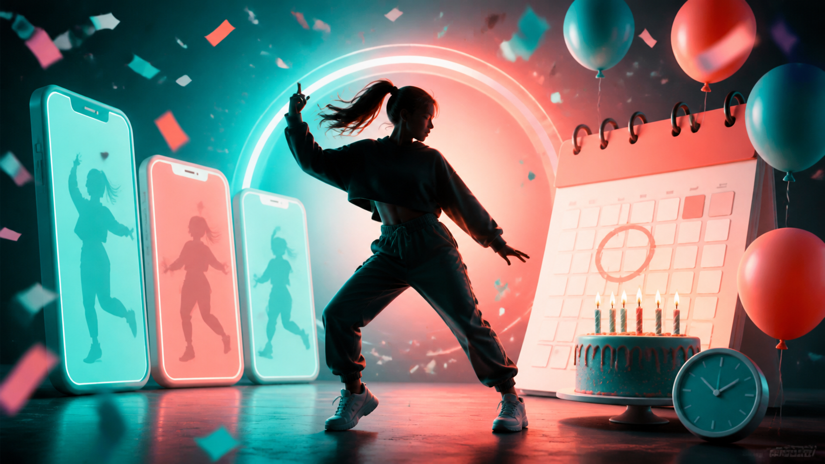 Dance and birthday illustration for Charli D'Amelio age