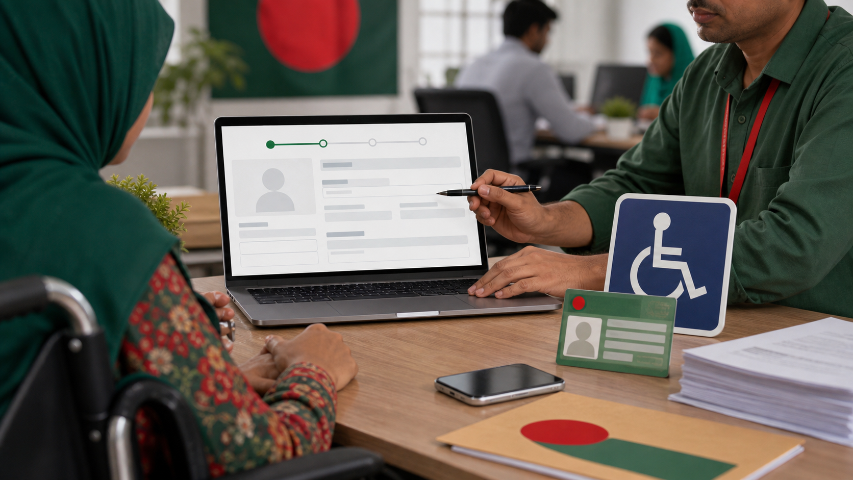 Bangladesh disability online application assistance illustration