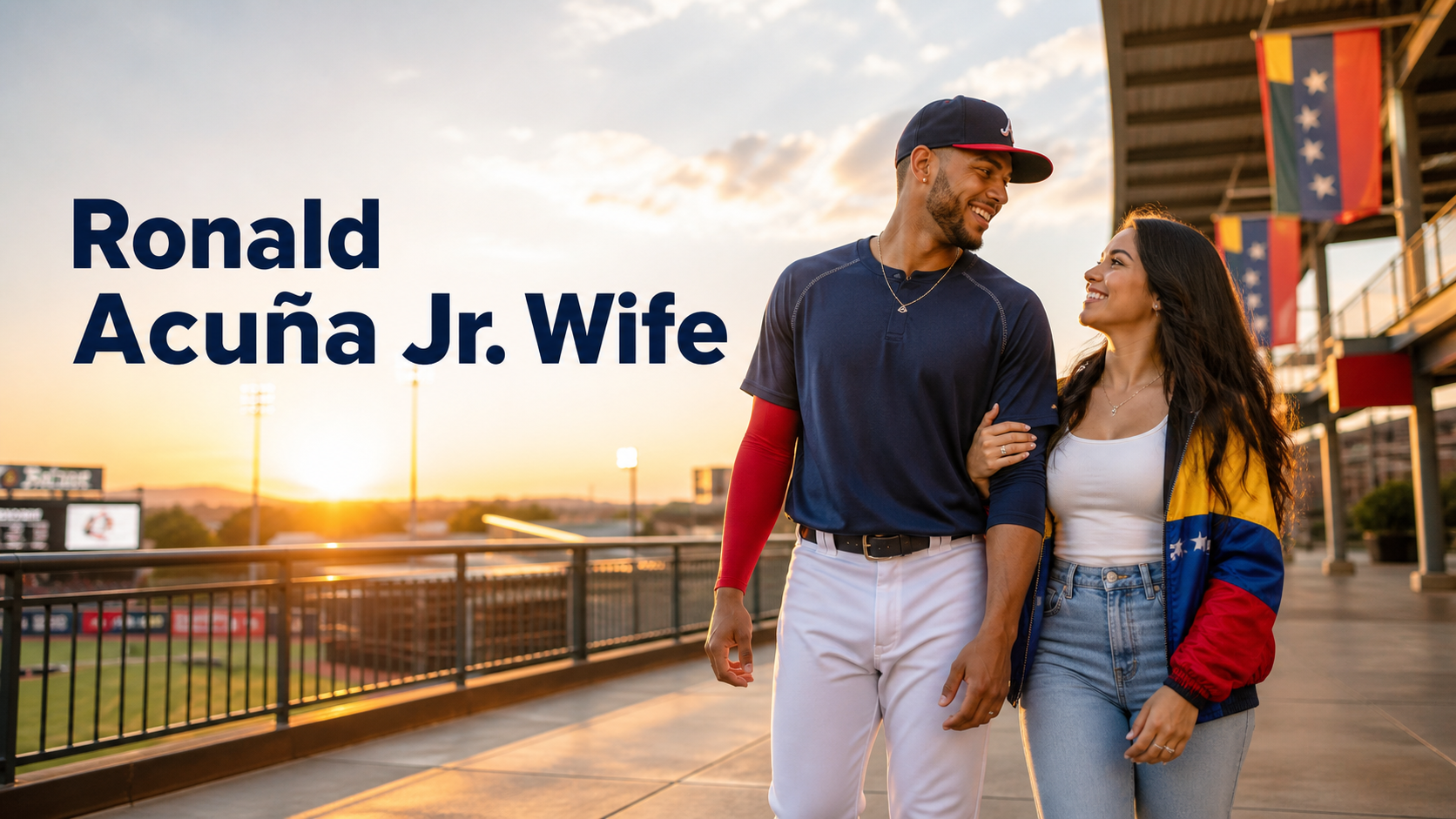Ronald Acuña Jr wife Maria Laborde marriage and family editorial illustration
