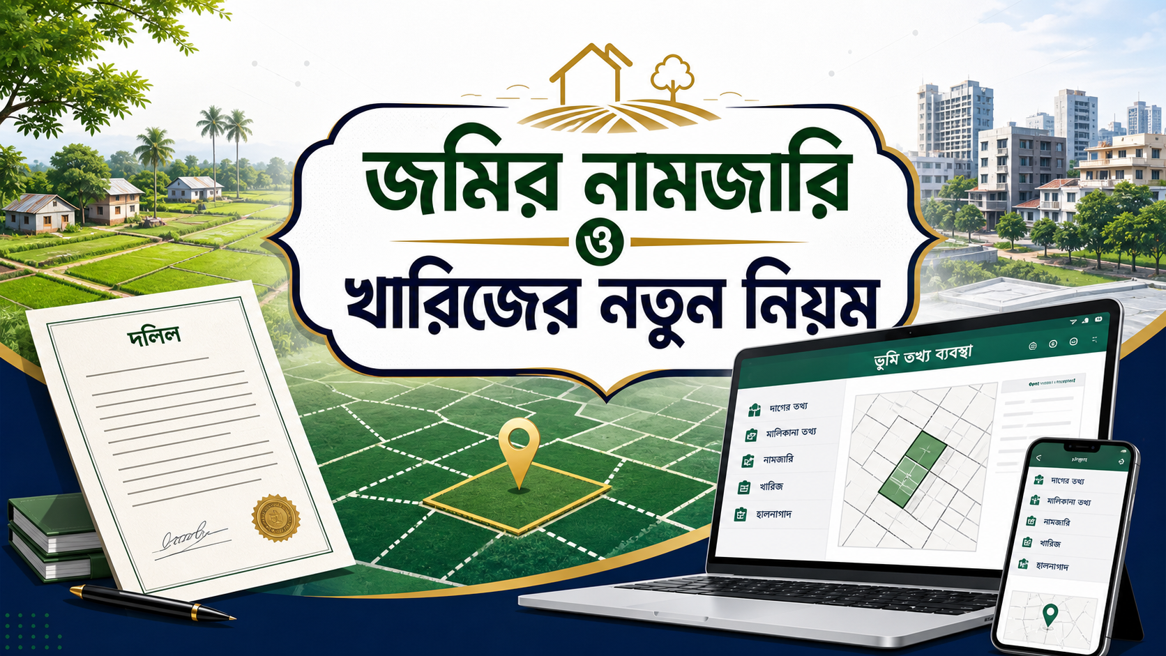 জমির নামজারি ও খারিজের নতুন নিয়ম এবং online application guide